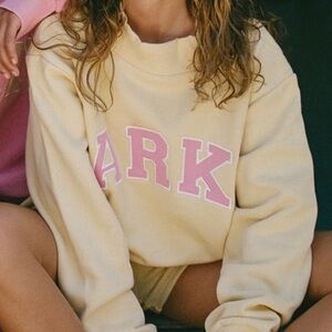 Parke Yellow with pink lettering Crewneck